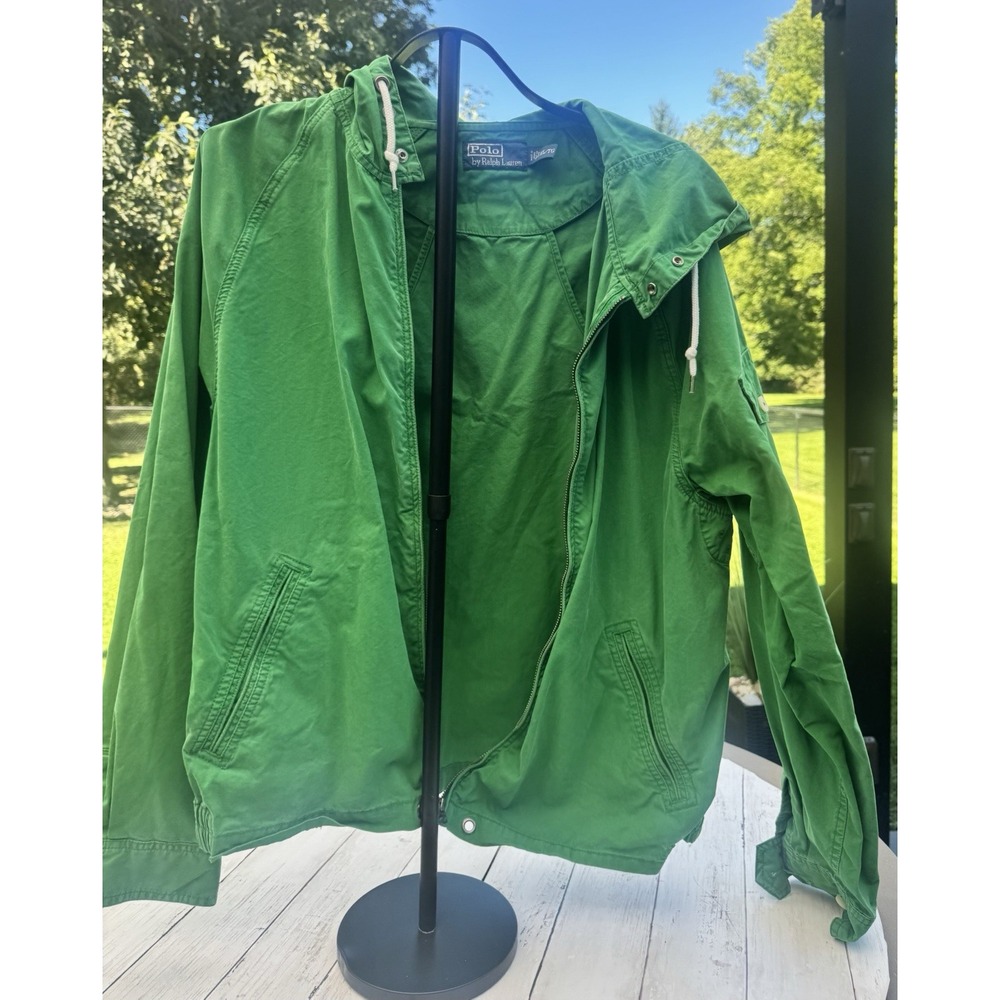 Polo Ralph Lauren Men's XL Tall Green Hooded Full Zip Jacket Lightweight